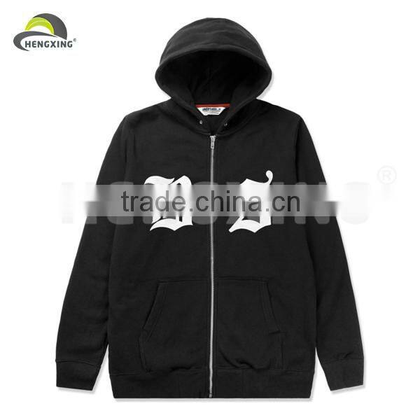 wholesale white print plain zipper-up hoodies