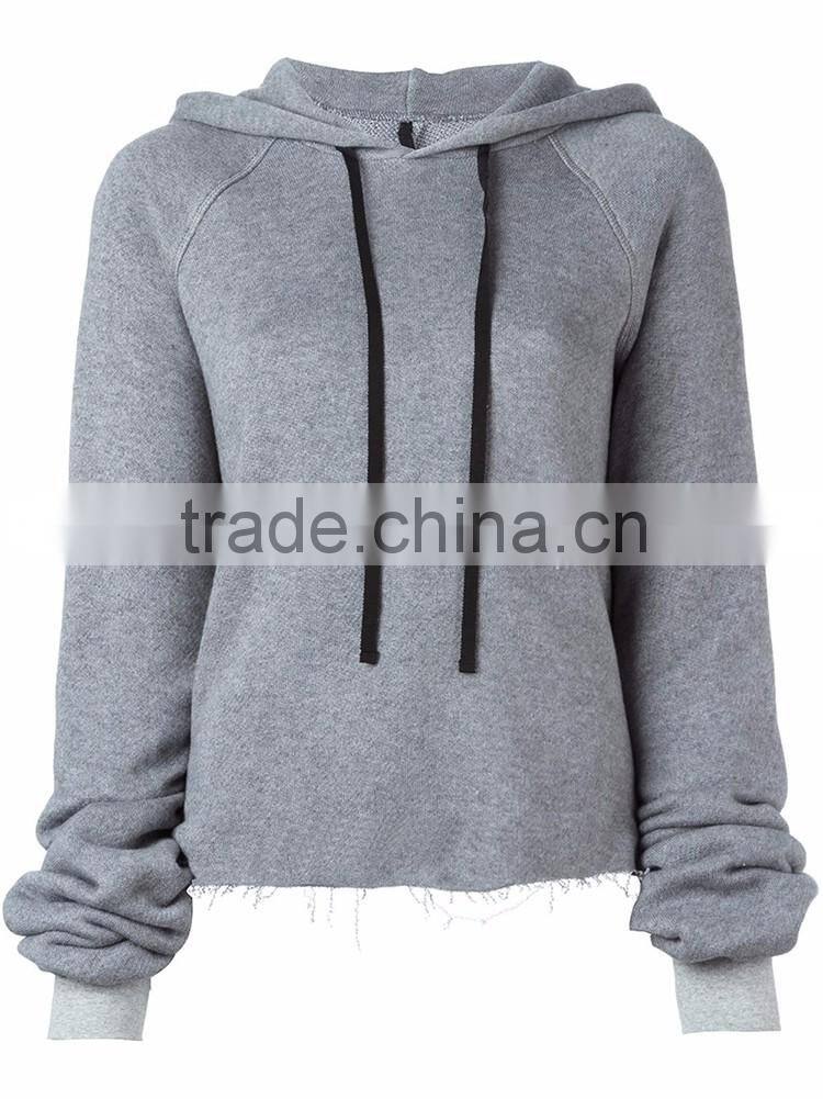 Fashion custom wear the side hem grey women hoodie