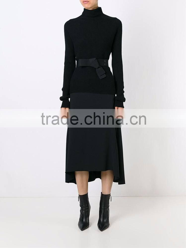 Black long sleeve woman wool Winter sweater