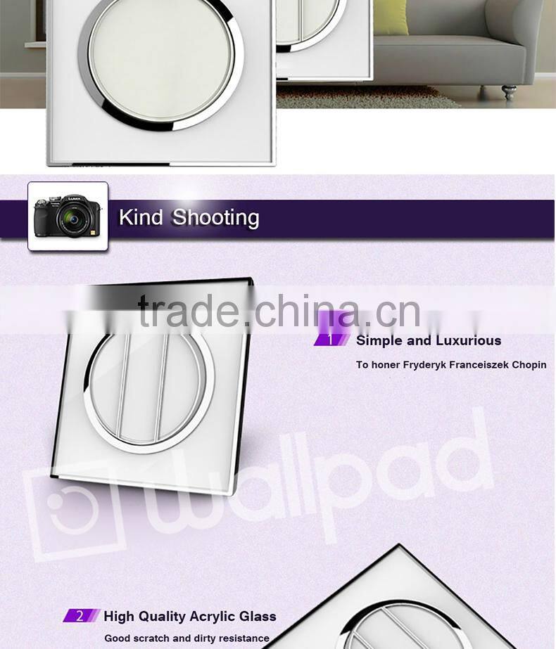 Wallpad White Waterproof Acrylic Glass 110~250V EU UK 1 Gang intermediate switch Power Supply Big Push Button Wall Light Switch