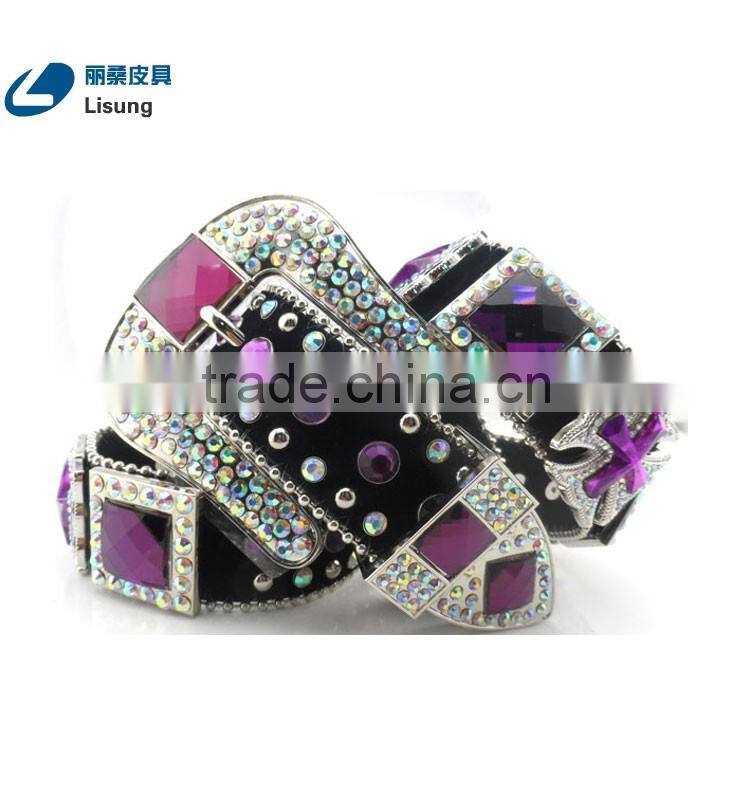 Western Purple Crystal Prism Cut Concho Wholesale Rhinestone Fancy Belts