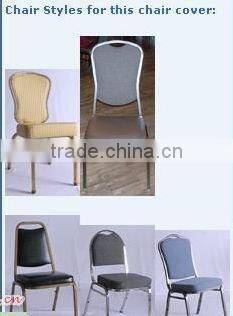 White lycra chair cover with black band for wedding