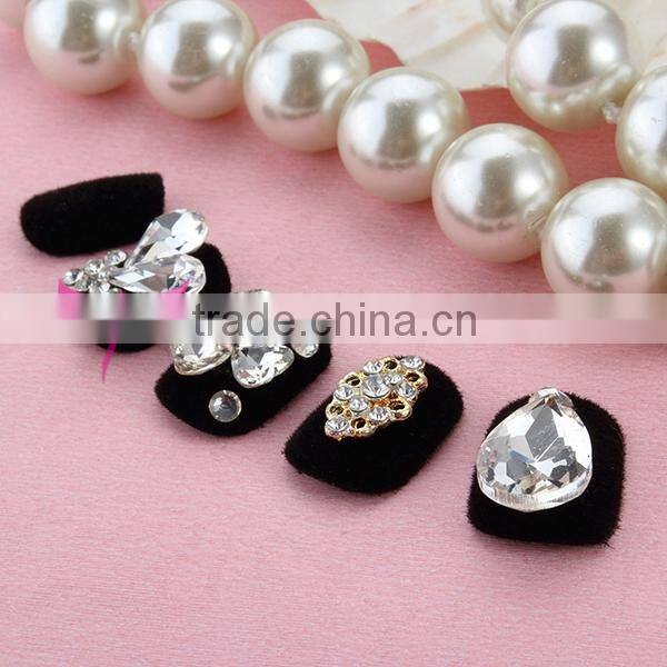 Artificial fingernails designed nail art tips,art nail with velvet