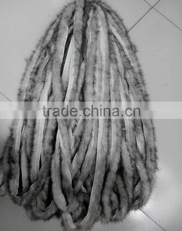China Wholesale Dye Mink Fur Strip / Fur Collar / Real White Mink Fur Trimming