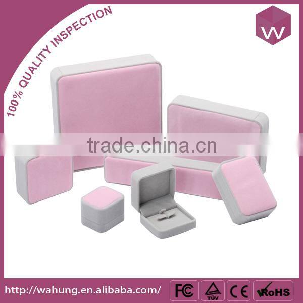 Customized Velvet Jewelry Boxes Set /Light Blue Color Packing Jewelry Necklace Boxes