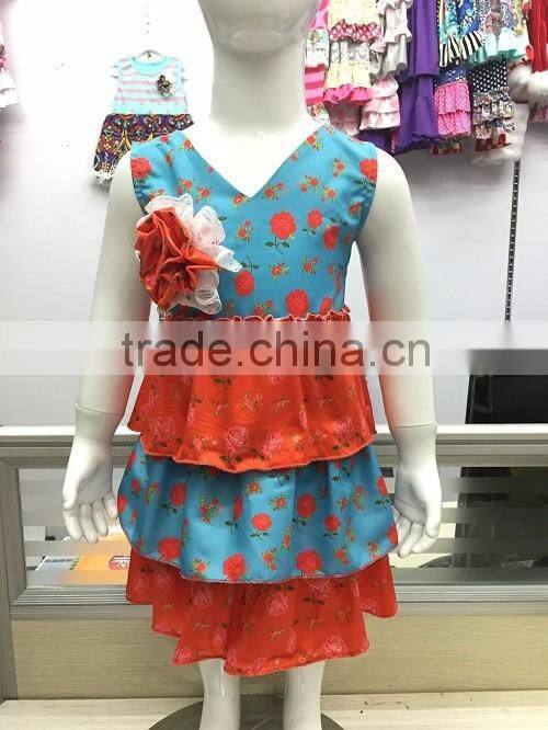 Whosale Baby girls summer outfits clothing set ruffle capri outfit