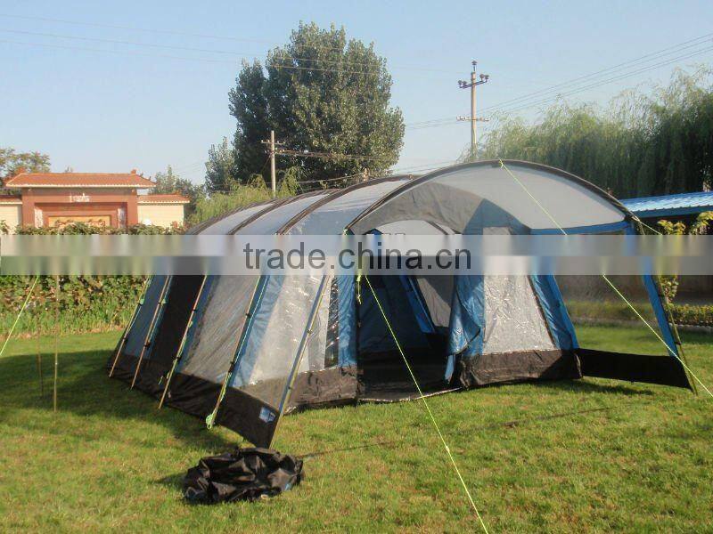 Nylon Fabric and Fiberglass Pole Material 2 room camping tent