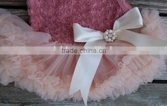 Handmade baby girls evening dresses pink flower girl dress boutique High Quality Kids dresses Flower Girl Dresses