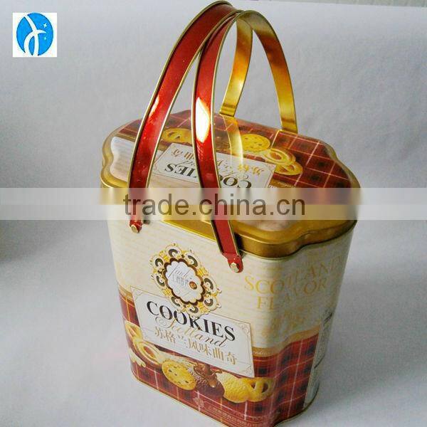 New style irregularity metal tin can packaging with handle
