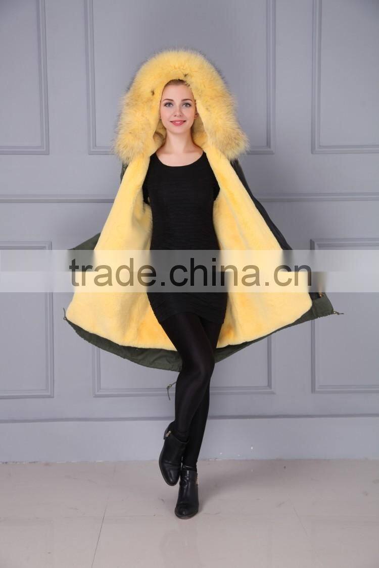 Fur Lining Women Winter Jacket Parka Raccoon Fur Parka For Ladies