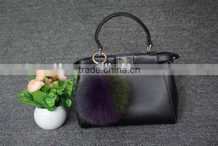 Fox fur pompom real fur ball key ring multi-color fox fur bobble keychain