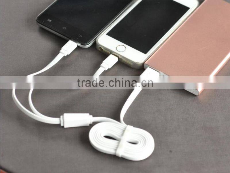 Hot Sale High Speed 2 in 1 Flat Noodle USB Date Cable For IOS 8 Pin & Android
