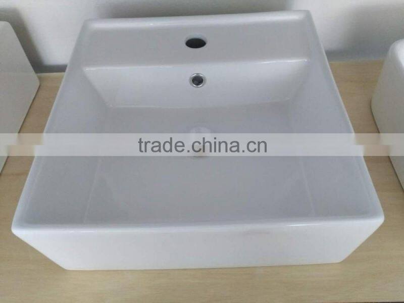 new design art basin ceramic bathroom white basin square shape new design single hole wash basinYB003