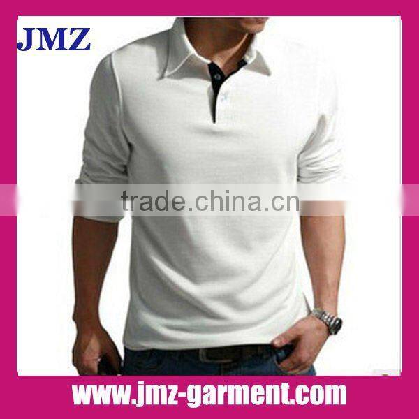 100% cotton plain grey long sleeve polo shirt