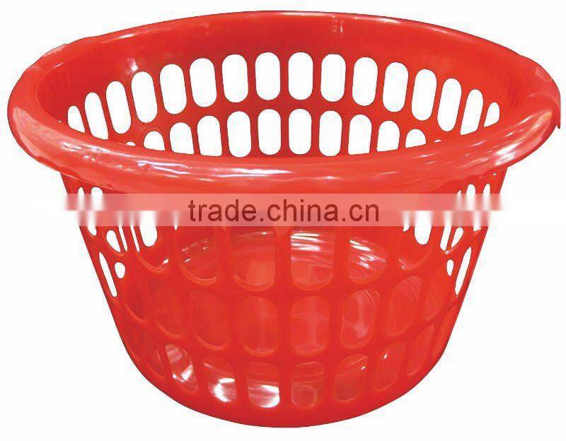 pink plastic laundry basket