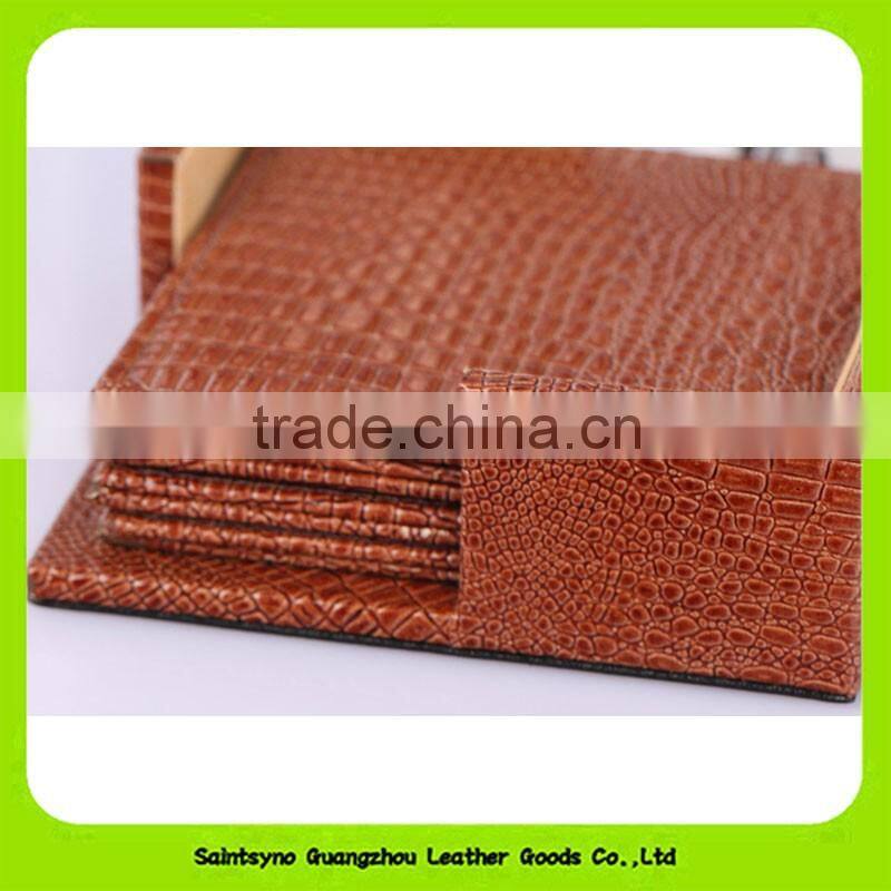 12*12cm Oil-proof Crocodile Leather Printed Set of 4 Square Coasters 16035