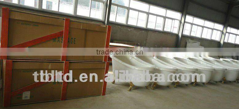 Modern Acrylic classic bathtub with brass clawfoot