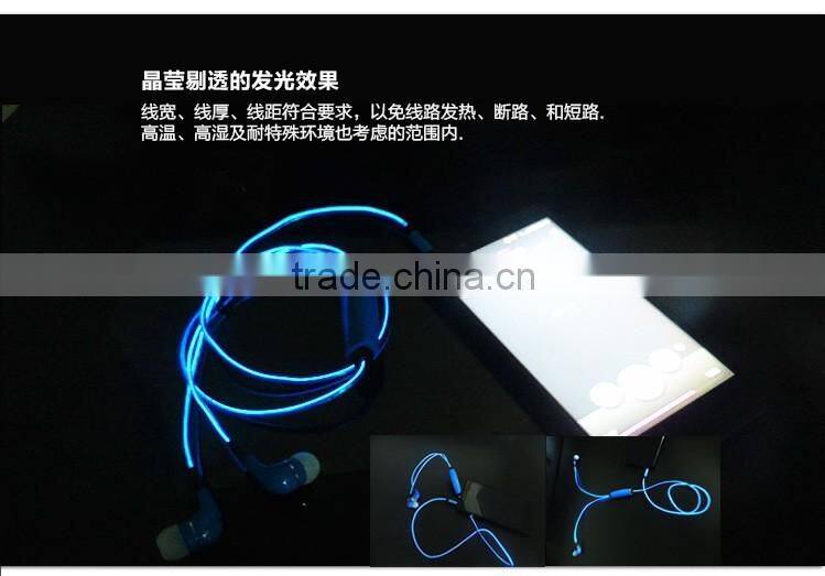 in ear crystal clear shiny earphone with led line