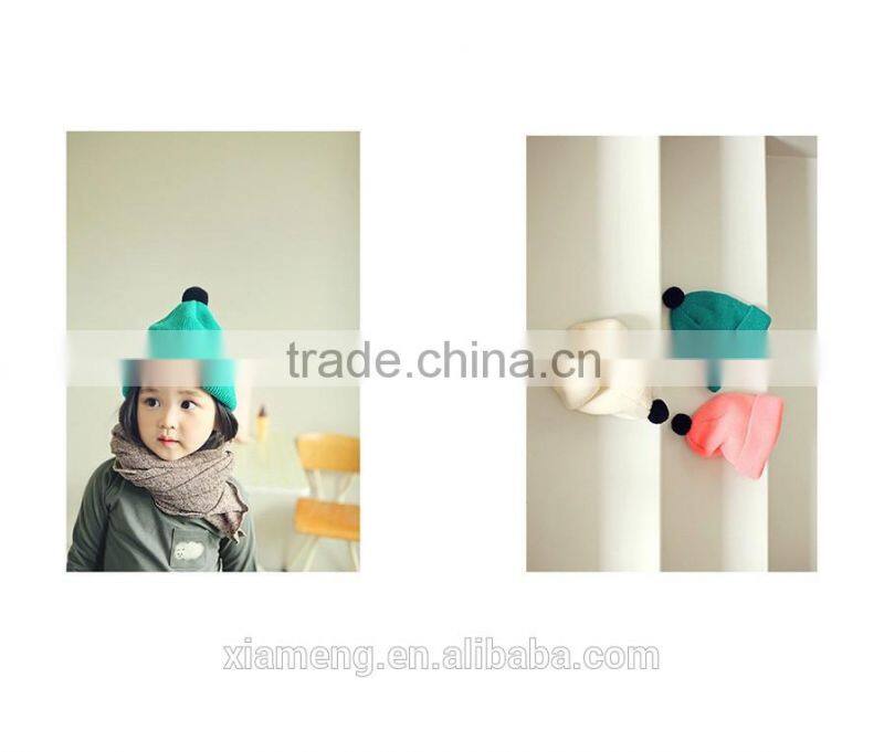 fashion plain design candy sweet kids winter hats and caps with top ball