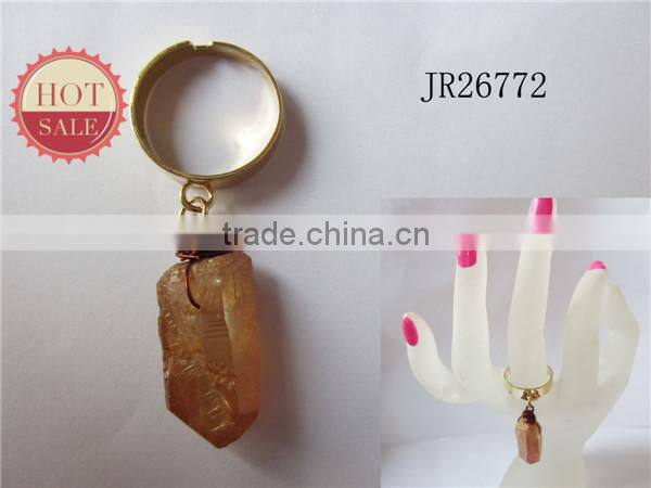 Wholesale Ring Jewelry Natural Topaz Crystal Stone Drop Ring