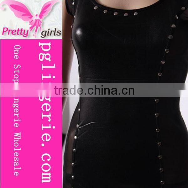 Mature Women Leather Black Tight Catsuit Wet Look Leather Catsuit