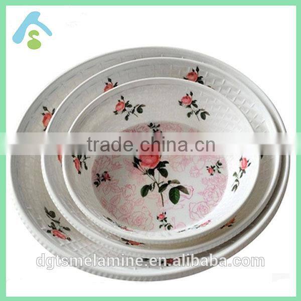 round melamine basket bowl with rose printing