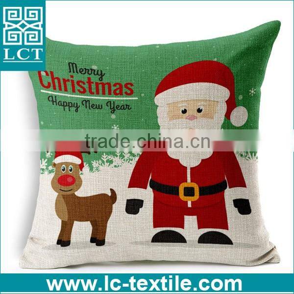 eco friendly jute cotton burlap bamboo cushion for xmas LCTP0190