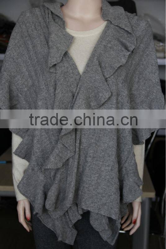 Ruffled Pure Cashmere Knitted Scarf