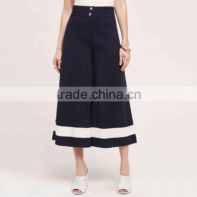 Fashion white black working office lady culotte wide leg pants woman