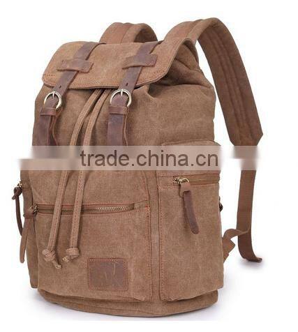 Functional Lovely Men's Travel Backpack Bag Canvas Leather bags