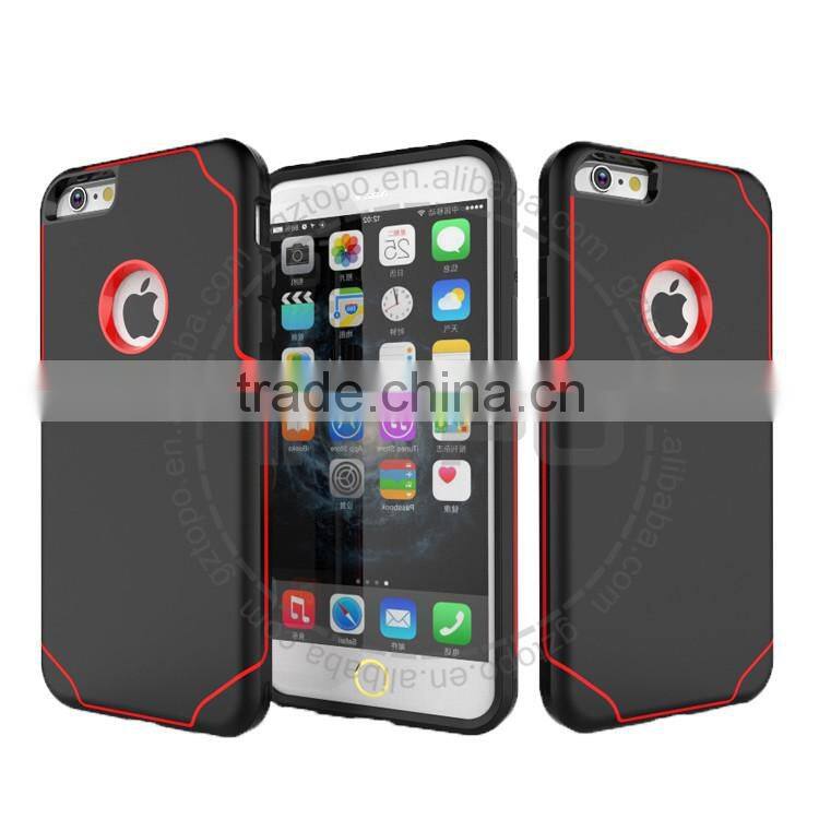 Wholesale mobile phone back cover PC+TPU shockproof combo plastic shell phone case for iphone 6 6s plus