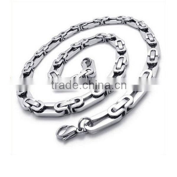 Hot Selling Polishing Silver Link Chain Jewelry Mens Punk Stainless Steel Byzantine Necklace
