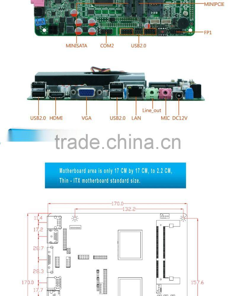 Hot selling Intel 3217U/1.80G specification pc motherboard POS mainboard car pc board support WIFI/3G module