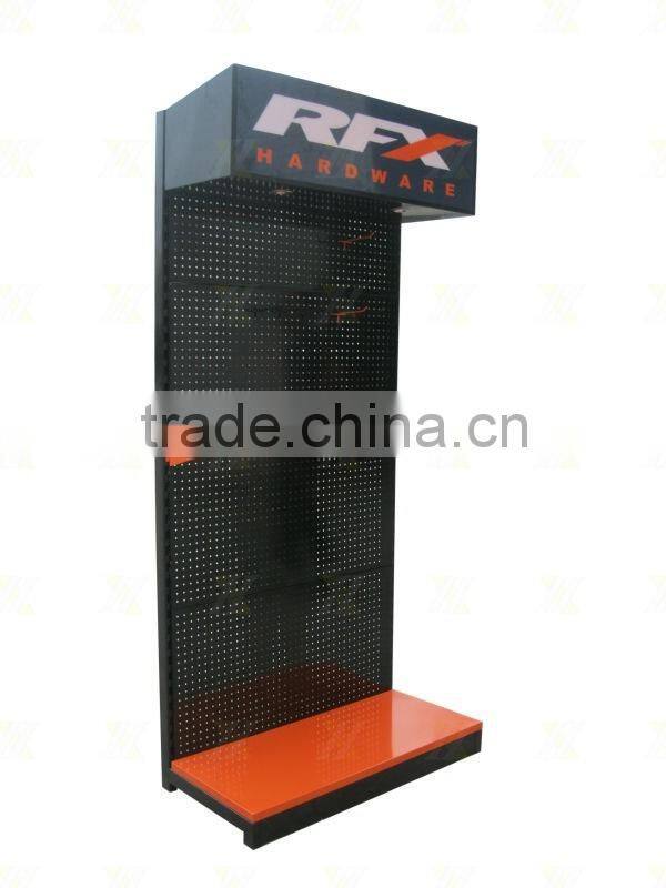 Custom made pegboard metal snacks display stand with hook/counter snacks display rack for supermarket