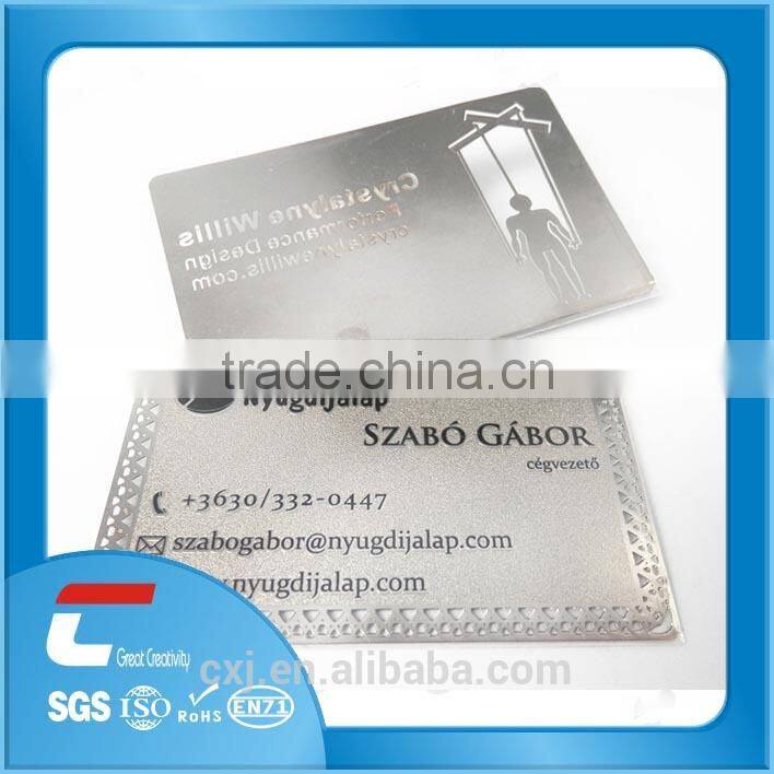 2014 NEW matt finishing Etched LOGO membership matt business card/ stainless steel playing cards
