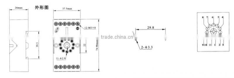 HEIGHT Hot Sale MX78760 Relay Socket /11 pin Relay Socket/Socket for relay with High Quality Factory Price