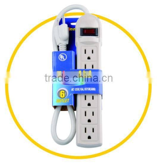 H30006 1 FT 6 Outlet Safety Surge Protector Grounded AC Wall Power Strip UL Listed