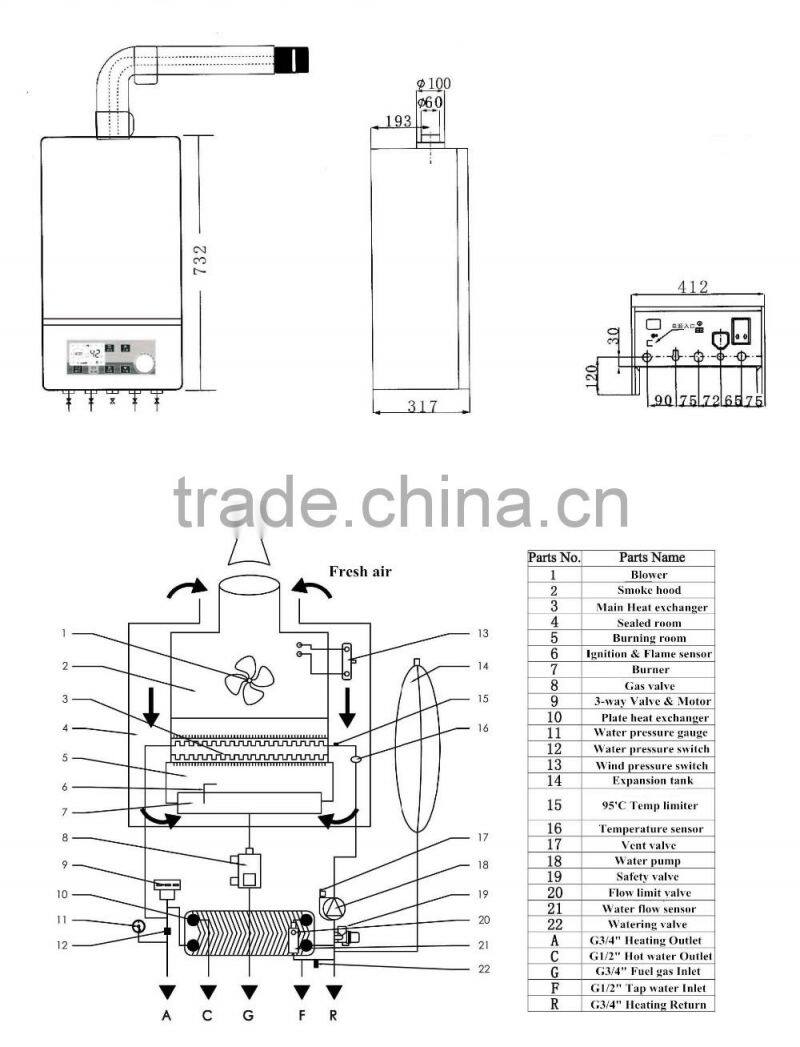 wall mounted nature Gas boiler- Manufacturer since 2005