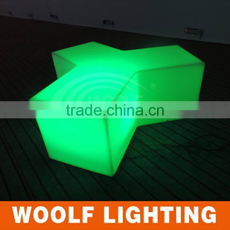 Three Seat Connection Curve Chair LED Lighting Long Bench