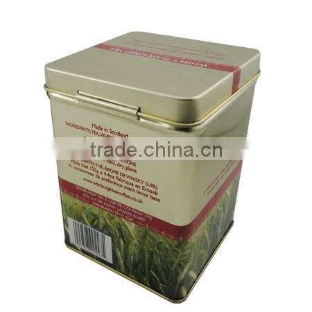 Hot sale airtight empty printed square tin can for coffee storage