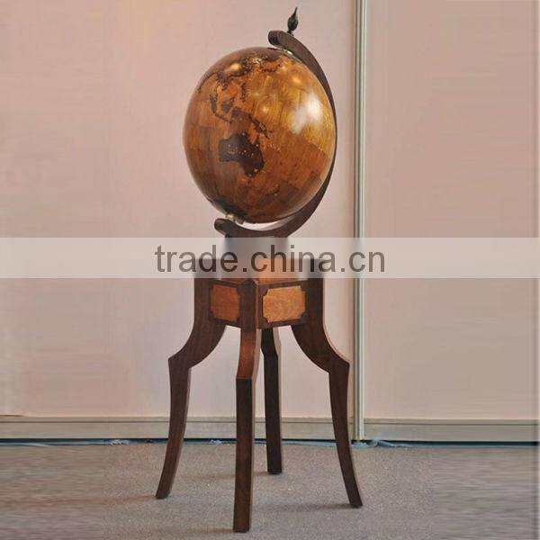 Luxury Wooden Globe Stand Embossed Style For Living Room