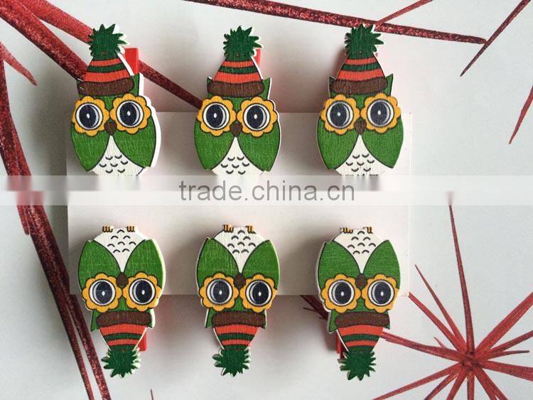 wooden decoration wooden pegs,decoration clips owls pegs gifts