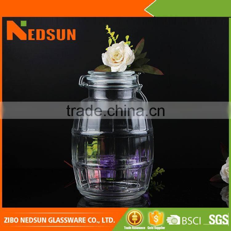Wholesale sealable jam customized storage glass jar with clip lid