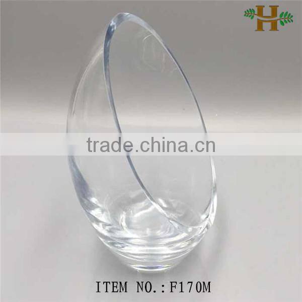 handblown cut bevel glass candle holder