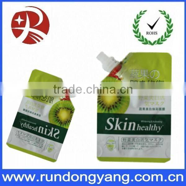 Laminated facial mask sheet bag with suction nozzle for people