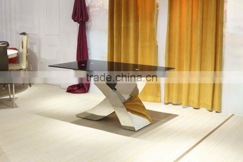 New Metal Base Tempered Glass Dining Table Modern Design