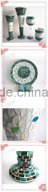 Pair Tall Stemmed Vase Antique Spring Colored Handblown Glass Trumpet Vases