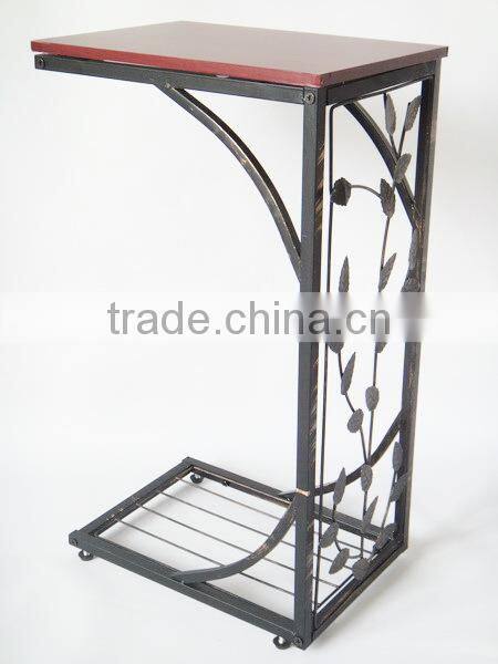 RH-4424 Metal accent wooden table Vine Leaf Design modern Sofa Side Table