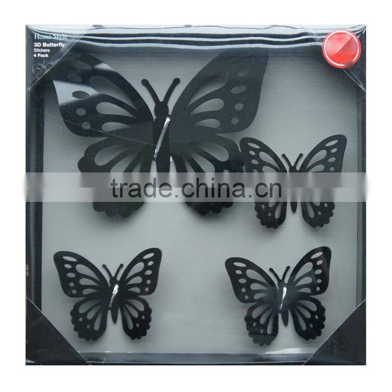 Black Butterly 3D Mirror Sticker Wall Decal