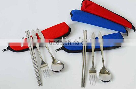 Portable takeaway 3pcs travel cutlery set with pouch bag